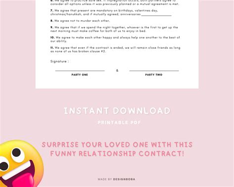 dating contract funny